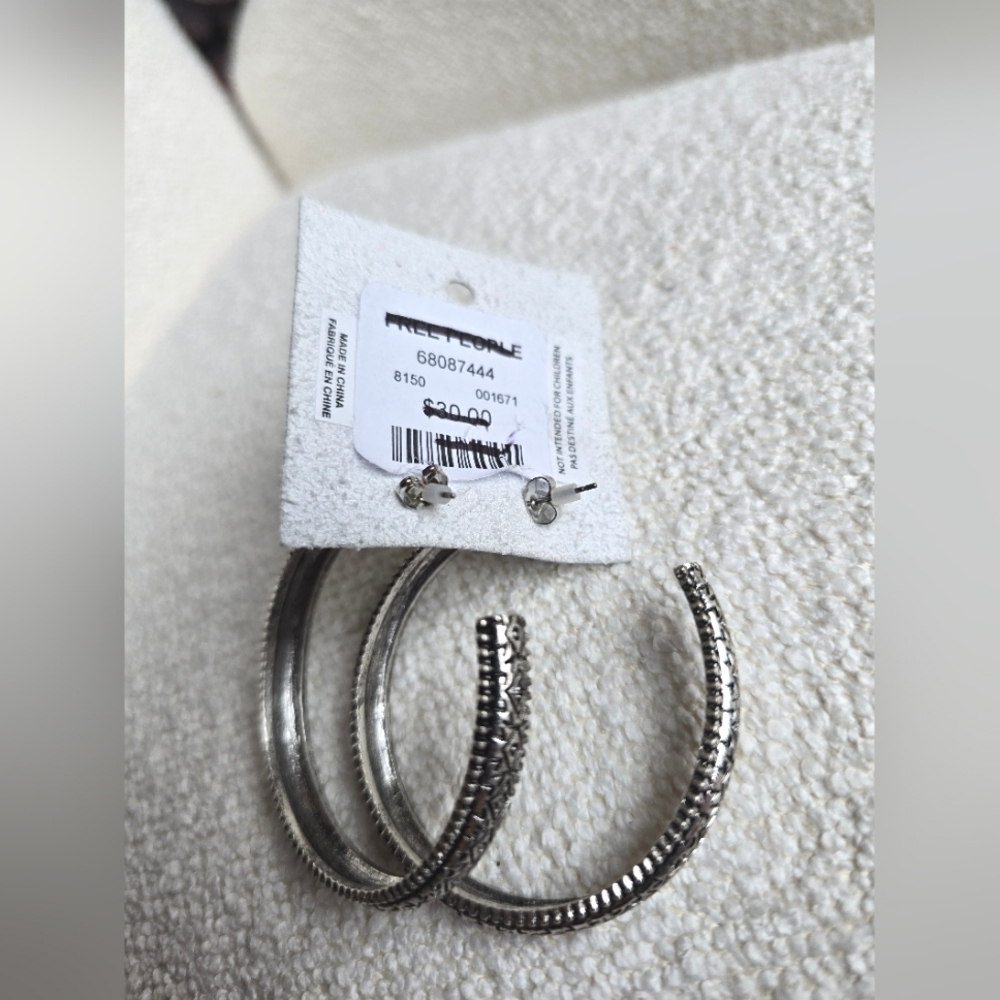 NWT Free People, Thunder Kiss Hoops, Silver - $30 - Picture 4 of 4